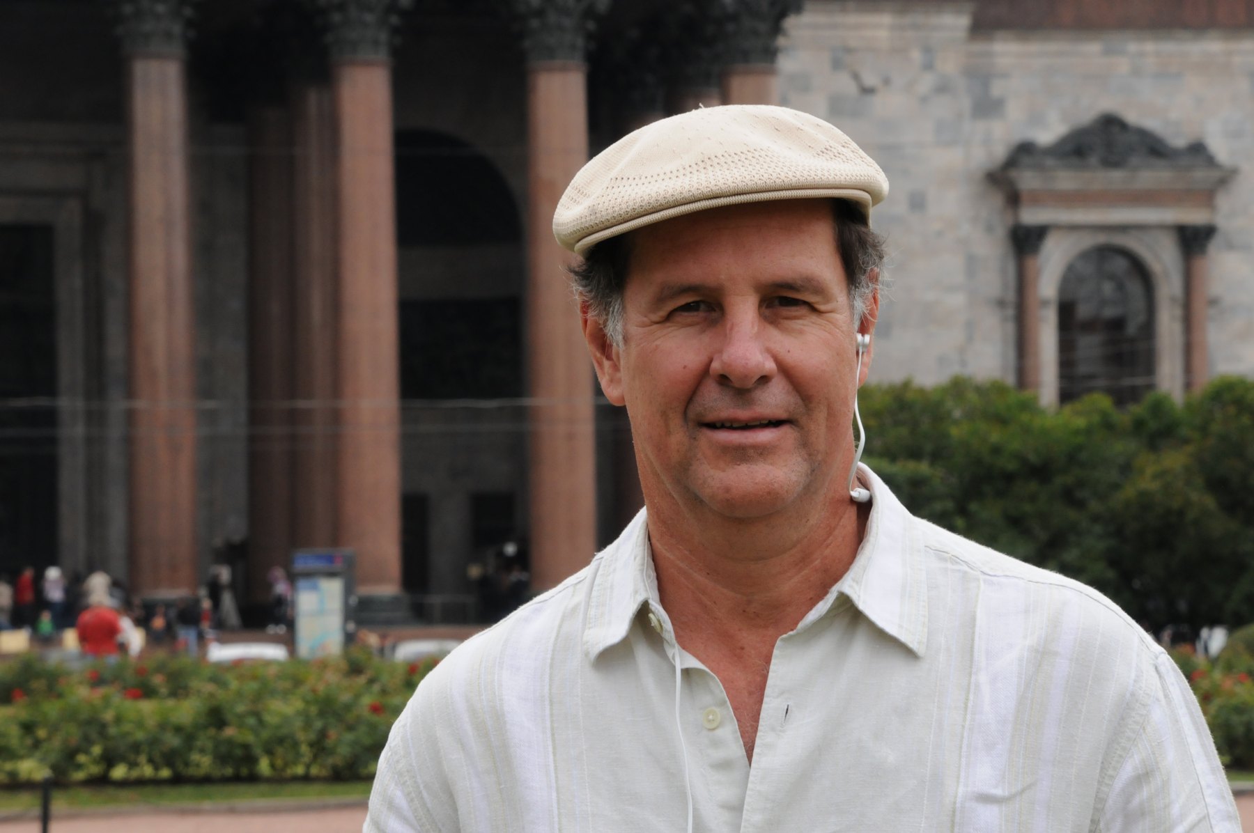 Joaquin Garza Muguerza wearing a light shirt and cap